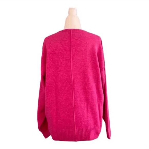 Vince Camuto Cozy Paradox Sweater Pink Drop Shoulder V-Neck Exposed Seams S - Picture 4 of 7